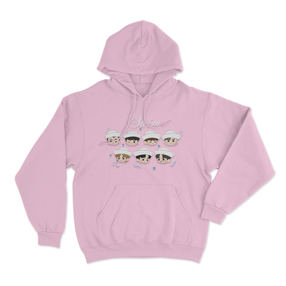 BTS Swim Chibi Heads Unisex Hoodie Pink BTS Swim Chibi Heads Unisex Hoodie Pink