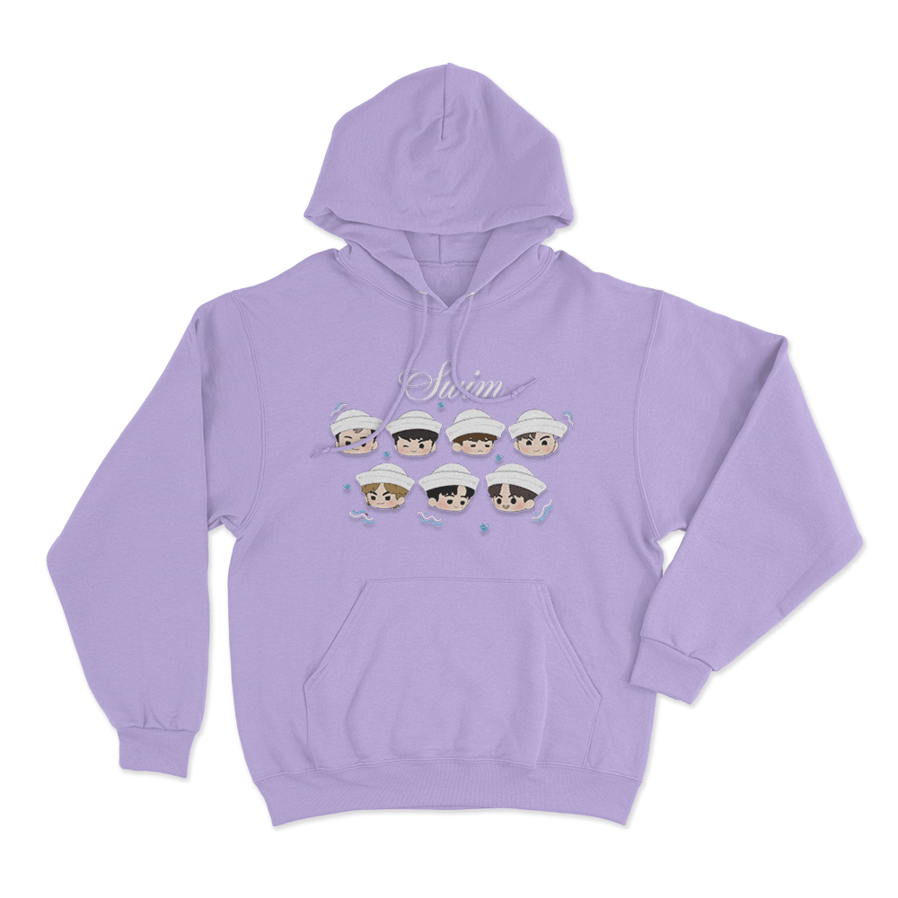 BTS Swim Chibi Heads Unisex Hoodie Purple BTS Swim Chibi Heads Unisex Hoodie Purple